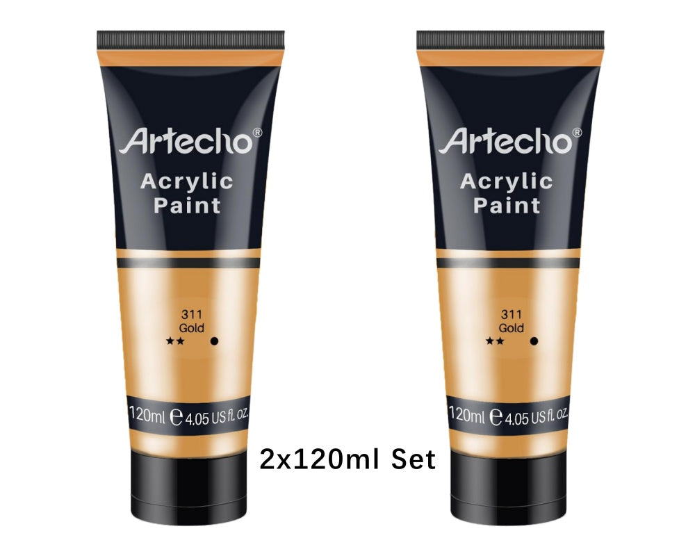 Artecho Acrylfarbe 2 x 120ml – Weiß, Schwarz, Golden, Silber & mehr Farben verfügbar - SETL