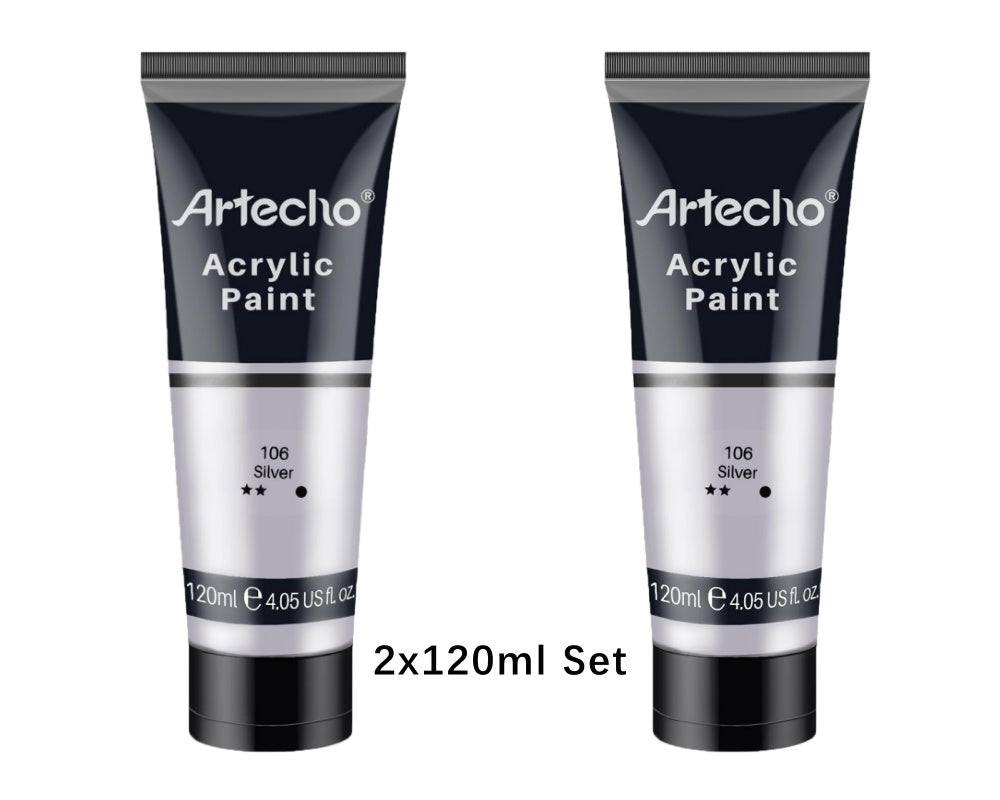 Artecho Acrylfarbe 2 x 120ml – Weiß, Schwarz, Golden, Silber & mehr Farben verfügbar - SETL