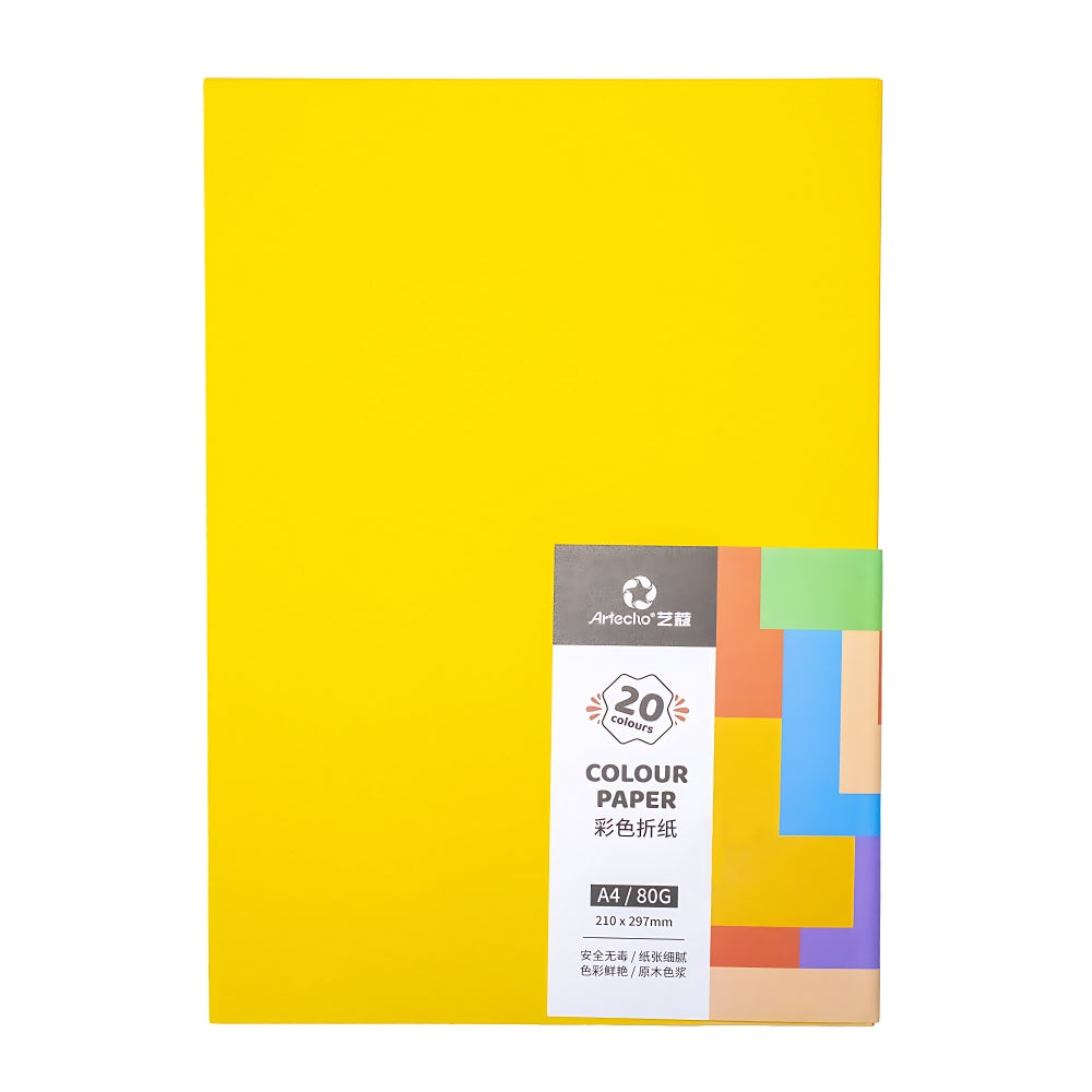 Artecho Bastelpapier – 100 Blatt, 20 Farben, A4, 80g/m² - SETL