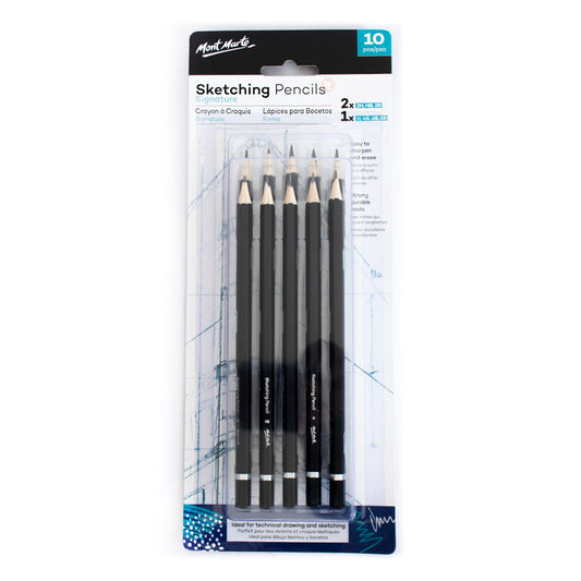 Mont Marte Signature Bleistift Set – 10 Stück, verschiedene Härtegrade - SETL