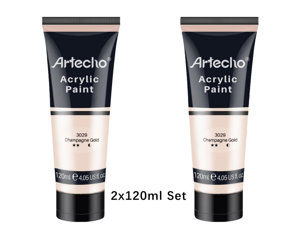 Artecho Acrylfarbe 2 x 120ml – Weiß, Schwarz, Golden, Silber & mehr Farben verfügbar - SETL