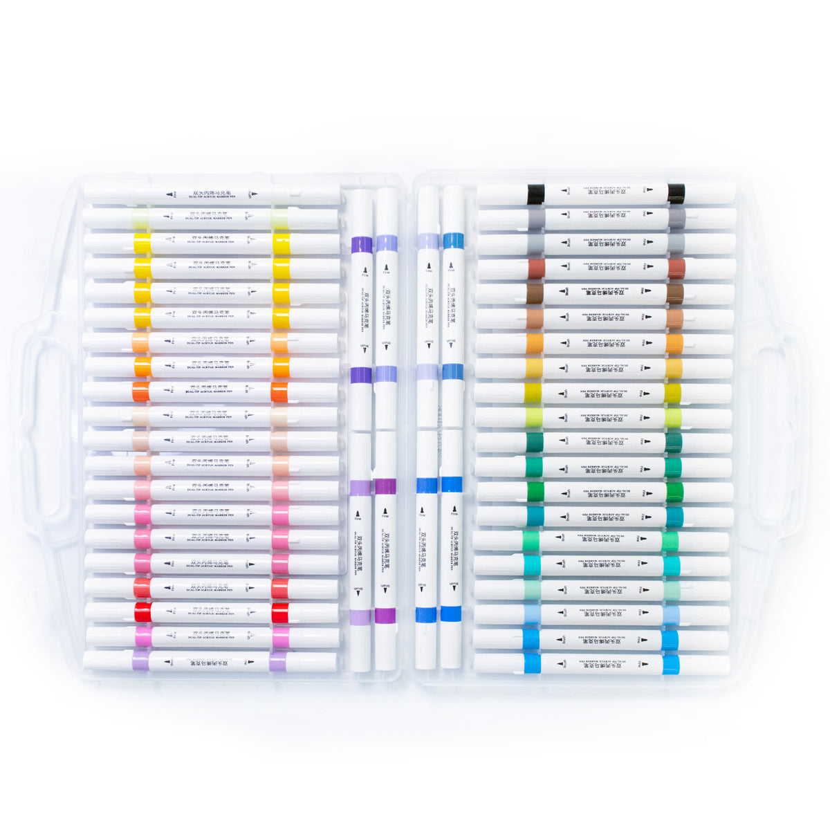 Artecho Doppelspitze Acrylstifte Set – 24 / 48 Farben – mit Feiner & Breiter Spitze - SETL