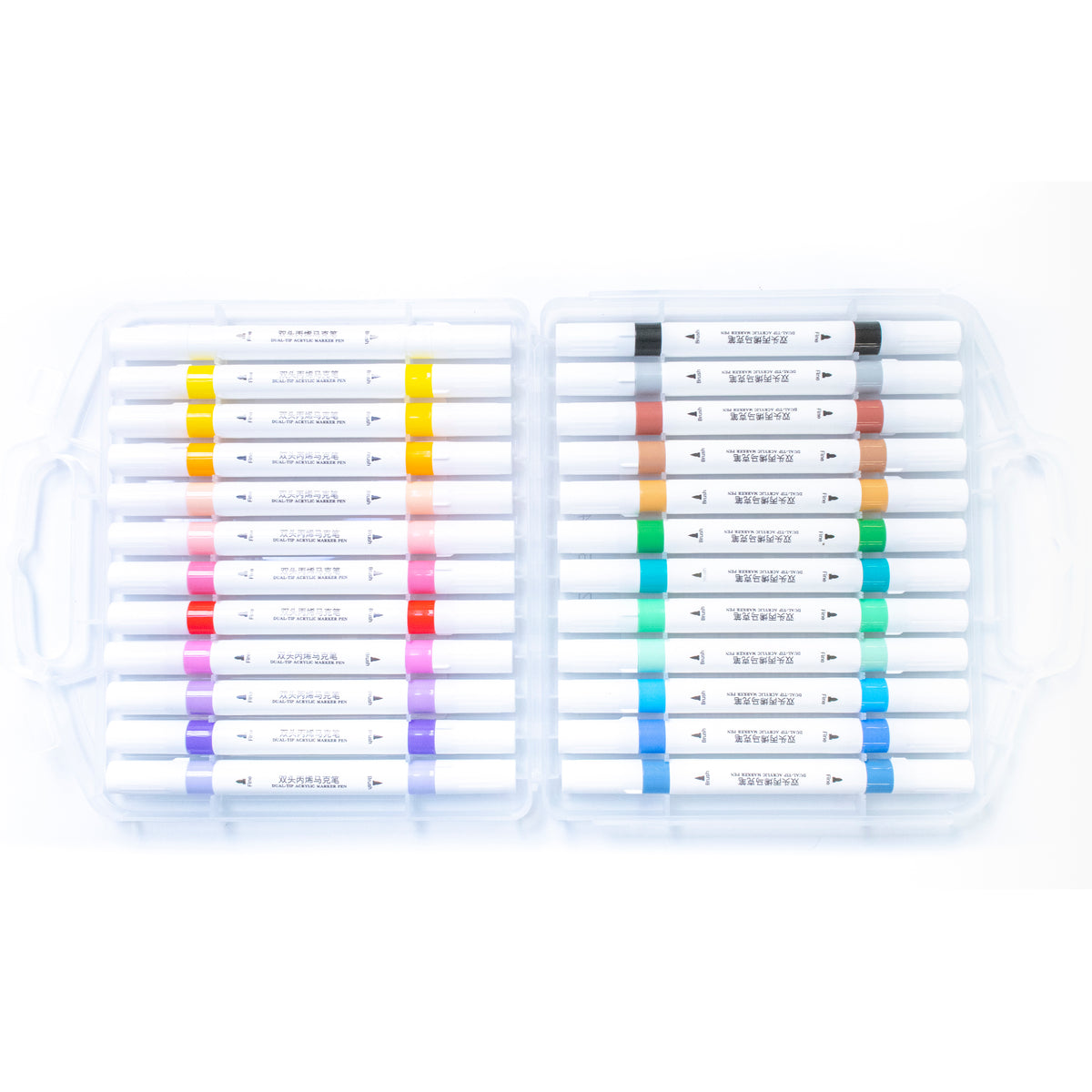 Artecho Doppelspitze Acrylstifte Set – 24 / 48 Farben – mit Feiner & Breiter Spitze - SETL