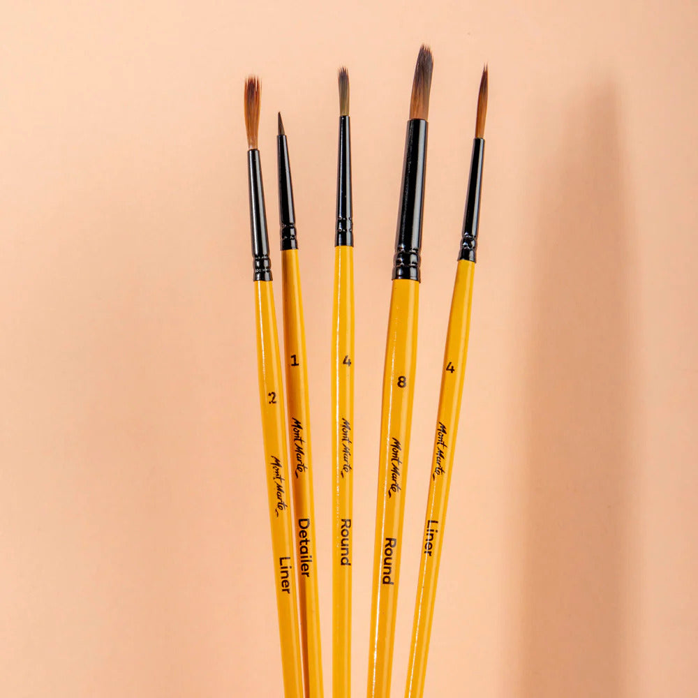 Mont Marte Acrylpinsel Set 6-teilig – Größen 1/2/3/4/4/8 - SETL