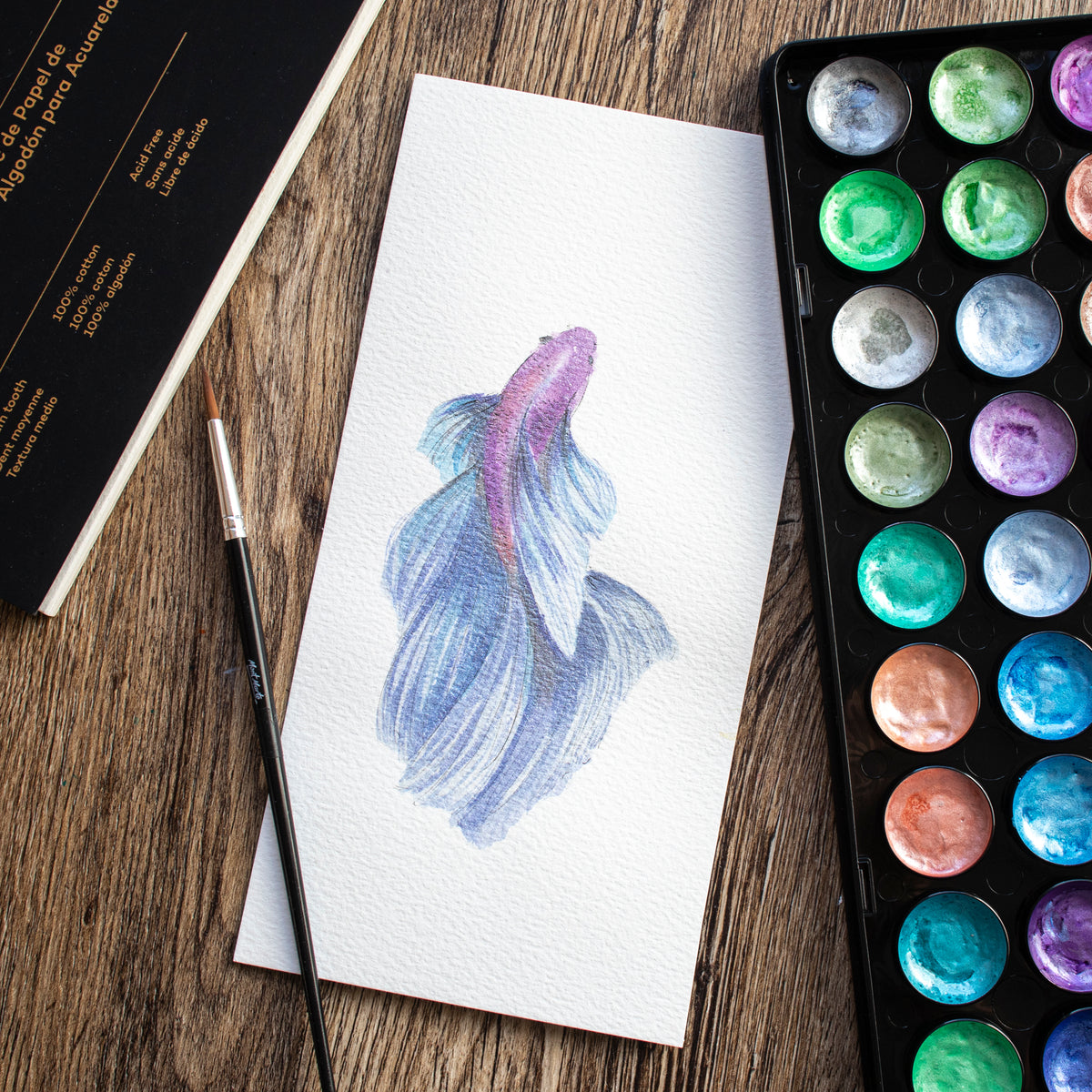 Mont Marte Aquarellfarben Signature – 36 Metallic Farben - mit Pinsel - SETL